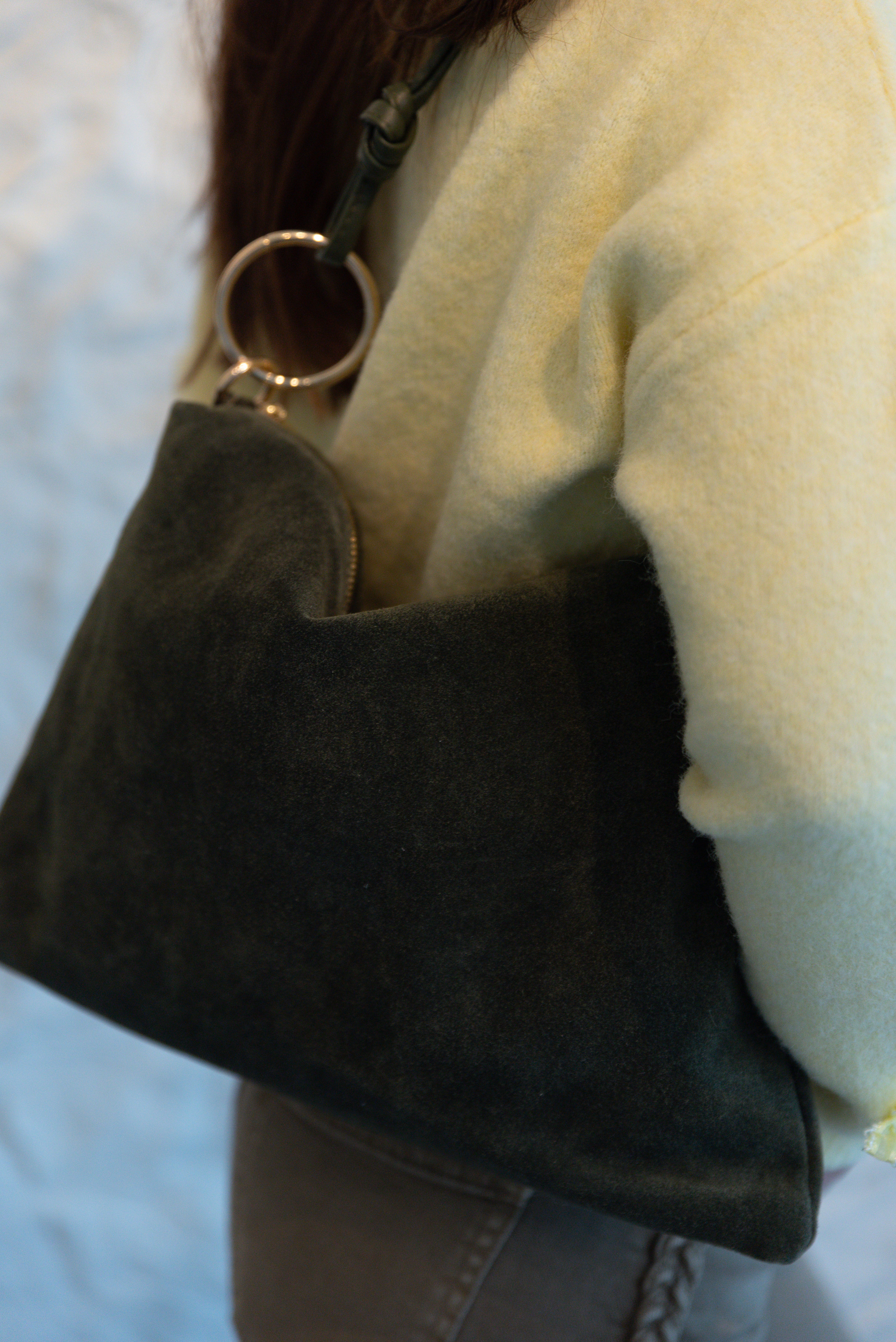 NINA KHAKI SUEDE BAG