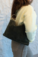 NINA KHAKI SUEDE BAG