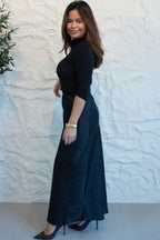 SATIJNEN MIDI-ROK MET STRASS STENEN