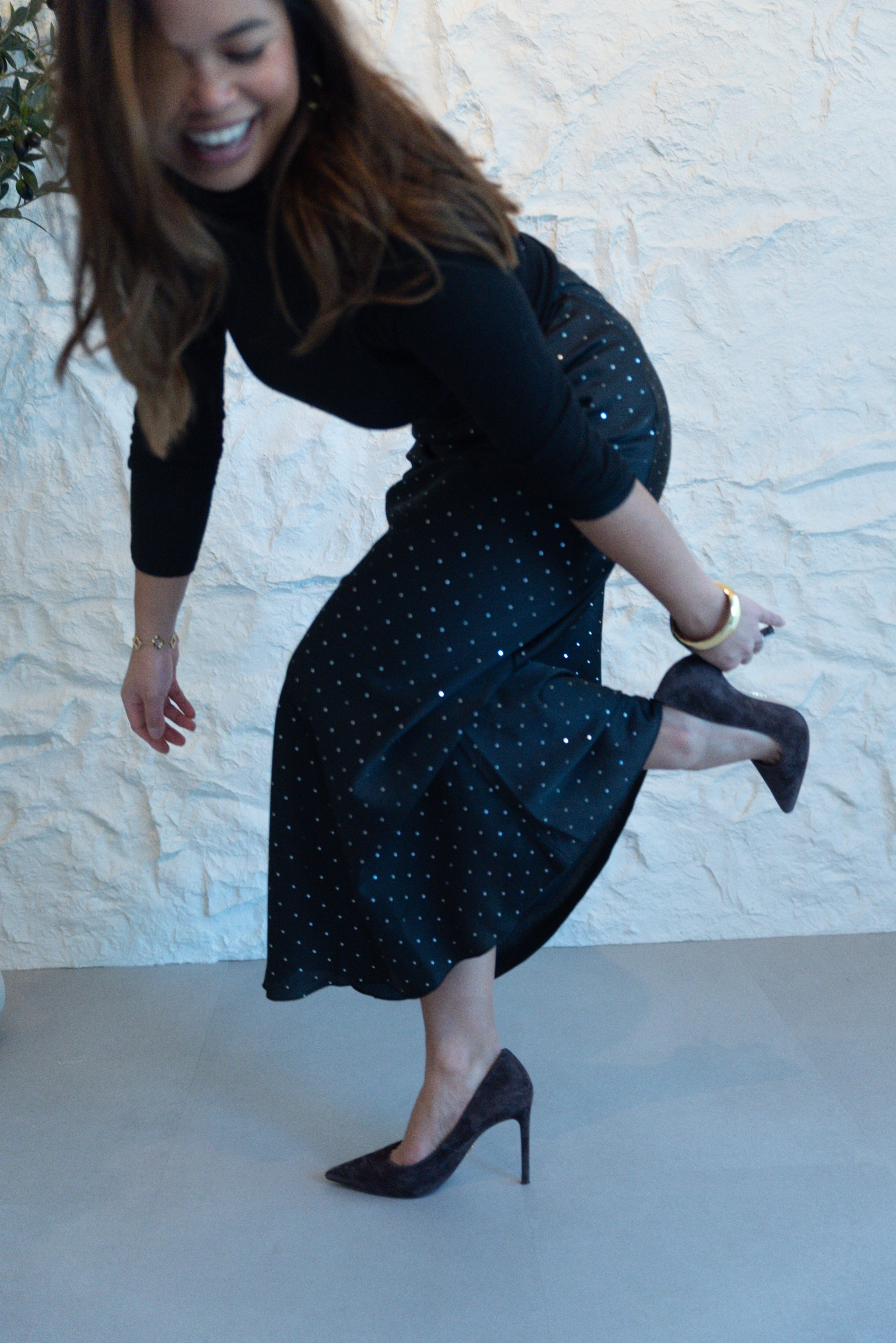 SATIJNEN MIDI-ROK MET STRASS STENEN