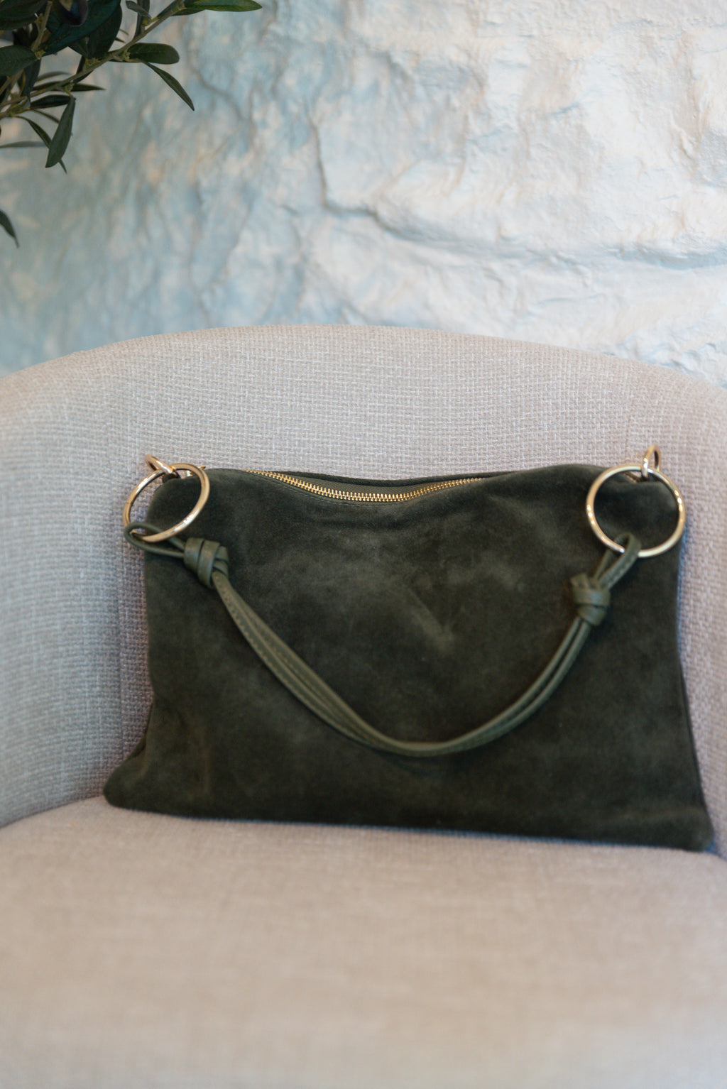 NINA KHAKI SUEDE BAG