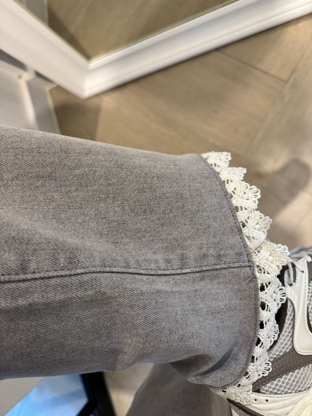 GREY LACE JEANS